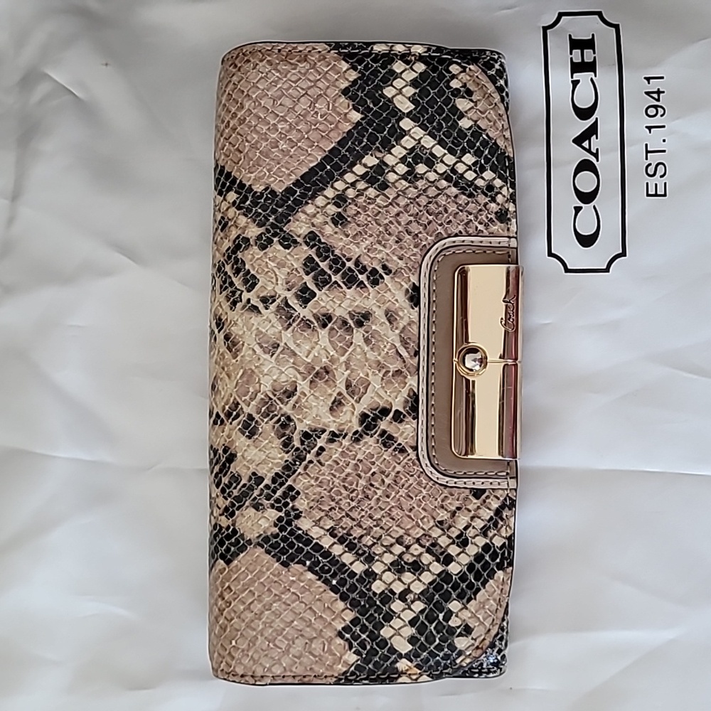 Coach Kristen, python embossed leather wallet